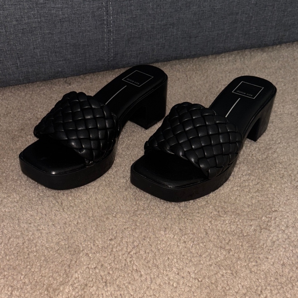 Dolce Vita Black Woven Mules